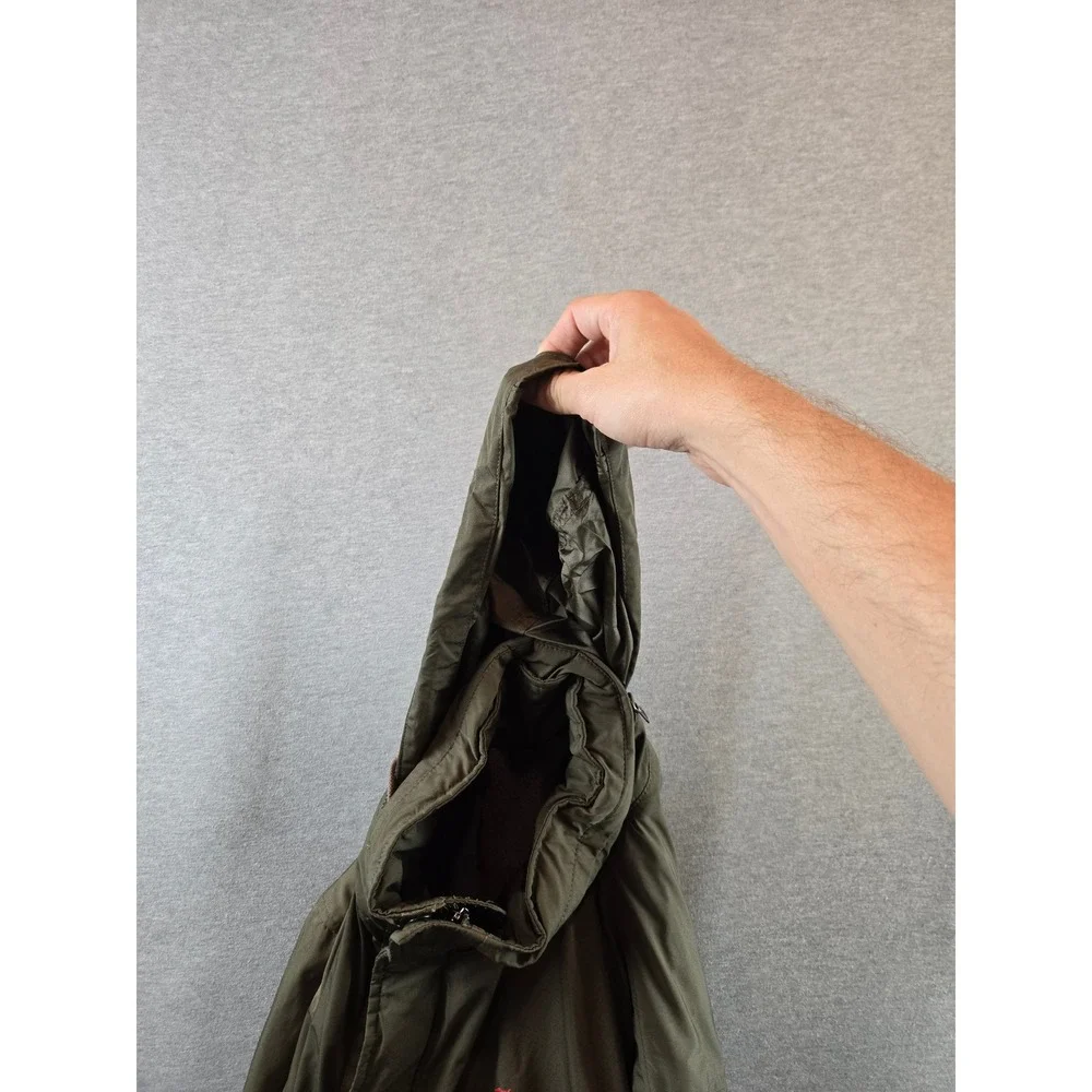 Vintage Polo Ralph Lauren Bomber Jacket Mens L Olive Hooded Fleece Lined 90's‎